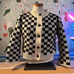 Desert Dreamer Checkerboard Cardigan Sweater - S
